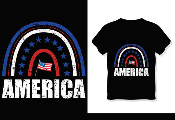 4th July Rainbow Tshirt Design Graphics and Print Templates