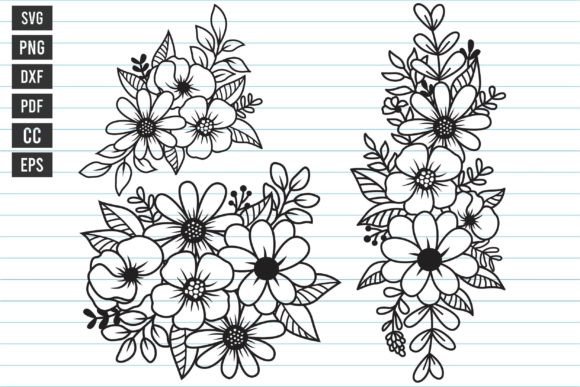 Flowers Svg Files, Flower Svg Bundle: Graphics for Print Templates