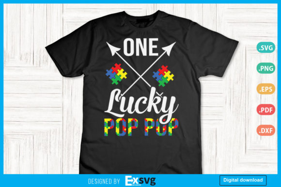 One Lucky Pop Pop Autism Awareness Graphics and Print Templates